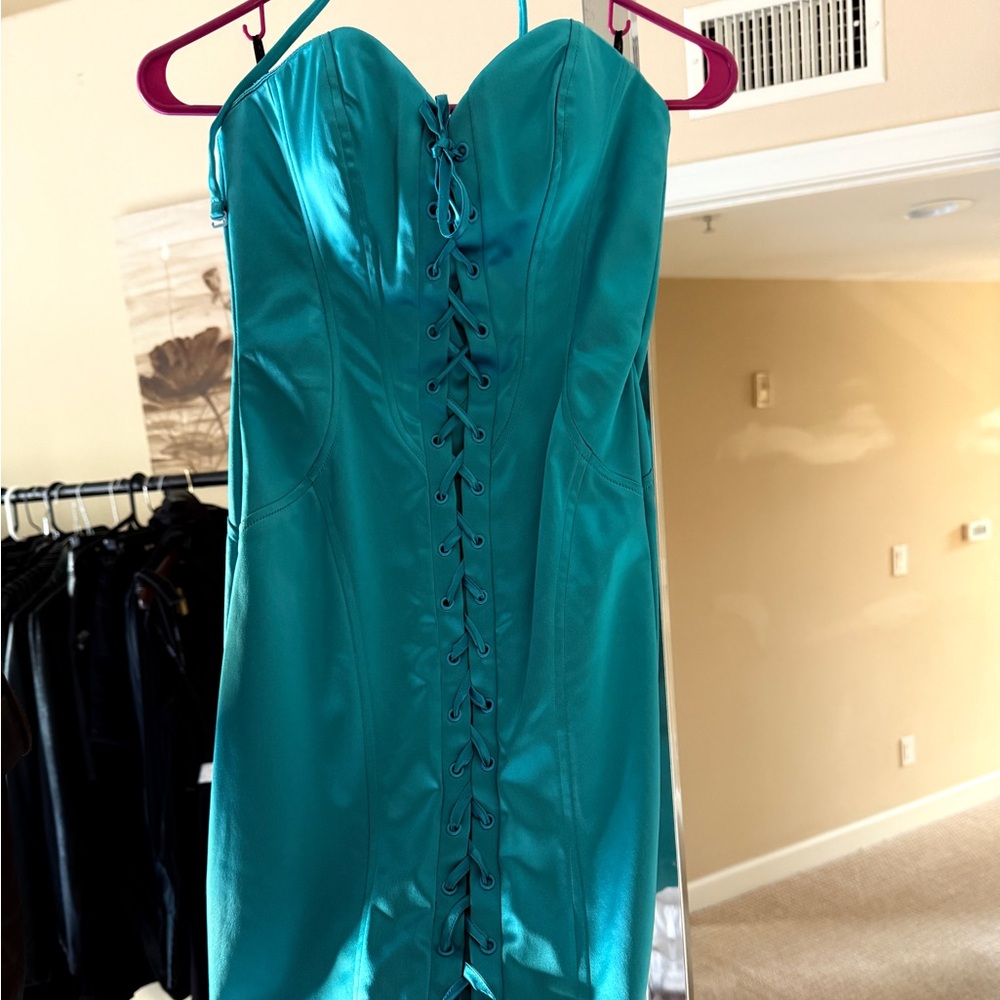 Bebe Turquoise Backless Dress
